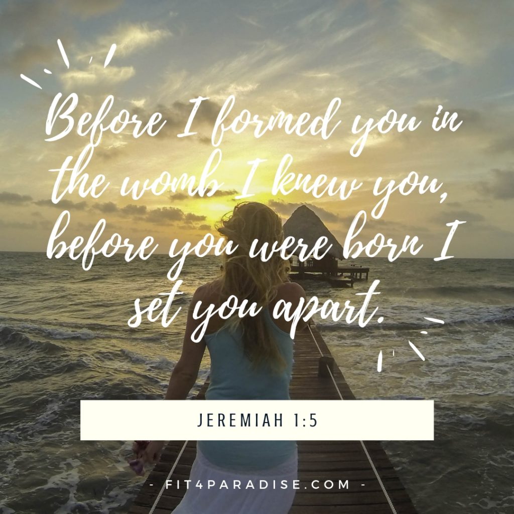 Jeremiah 1:5 Before I formed you in the womb I knew you, before you were born I set you apart.
